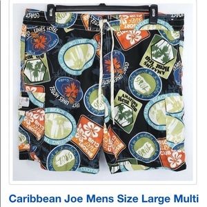 Great Gorgeous Caribbean Joe Lined Swim Trunks. L